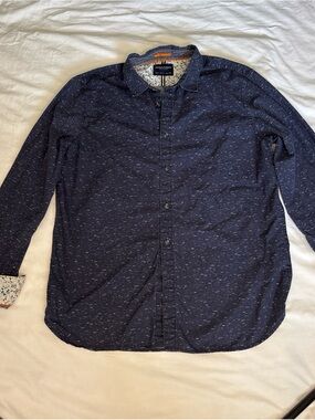 Denim & Flower Navy Speckled Long-Sleeve Button-Down Shirt